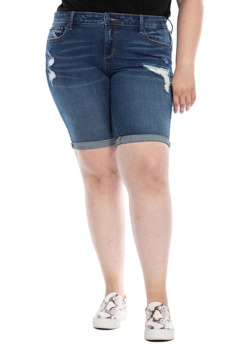 Distressed Bermuda Denim Shorts, Main, color, TERESA