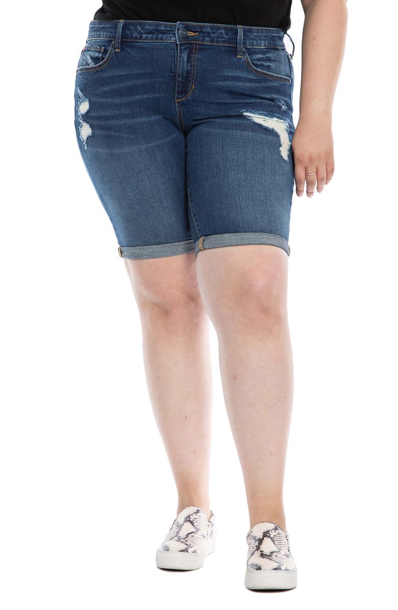 SLINK Jeans Distressed Bermuda Denim Shorts, Main, color, Teresa