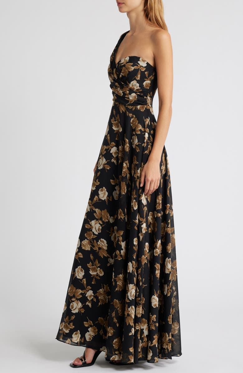 Lulus Floral One-Shoulder Gown, Alternate, color, 