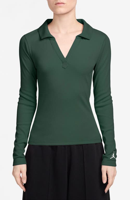 Jordan Rib Long Sleeve Polo In Green