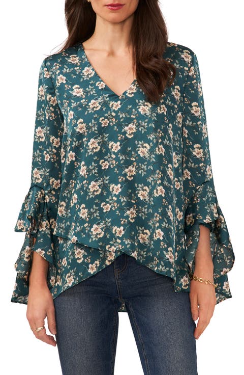 Floral Print Bell Sleeve Top