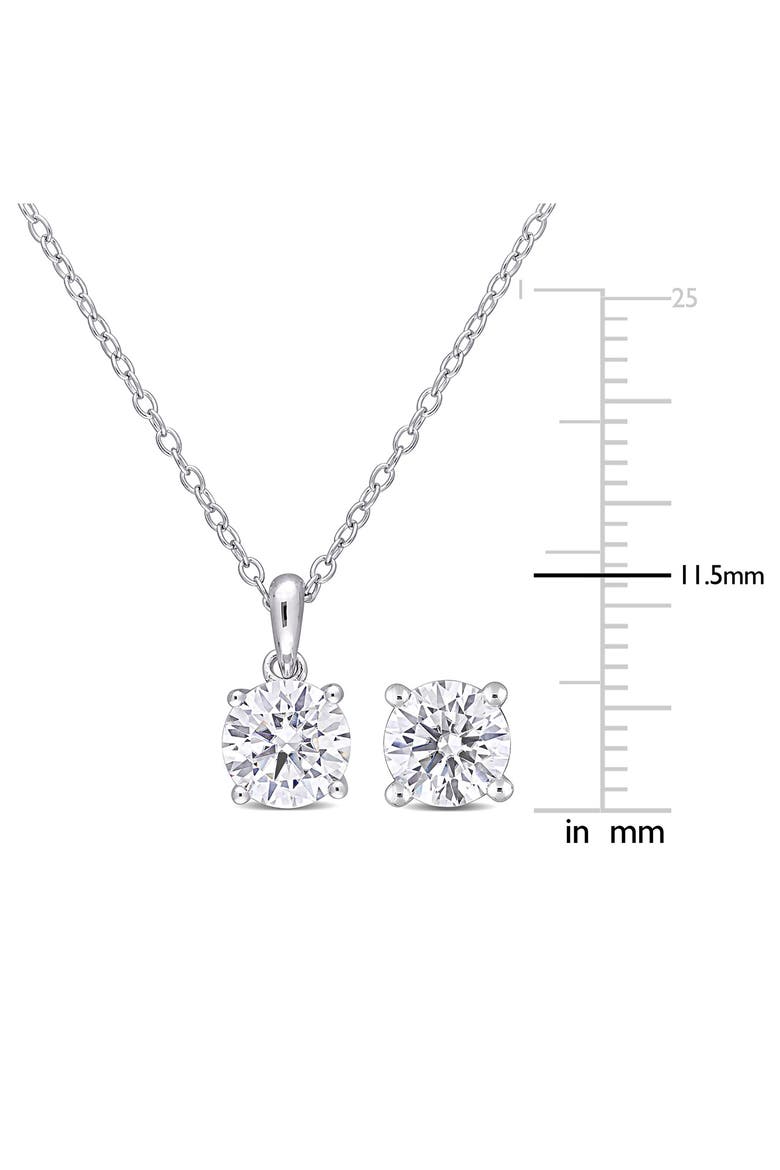 Dew Lab-Grown Moissanite Pendant Necklace & Stud Earrings, Alternate, color, SILVER
