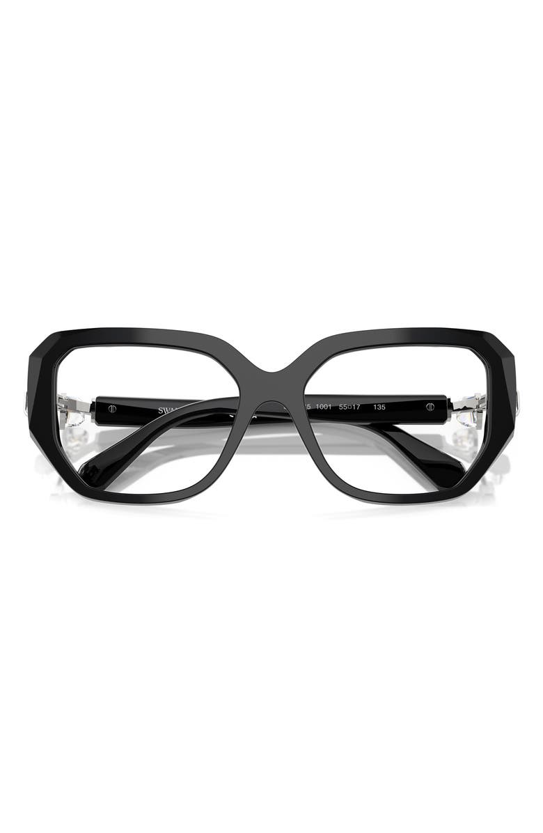 Swarovski 53mm Geometric Optical Glasses, Alternate, color, Black