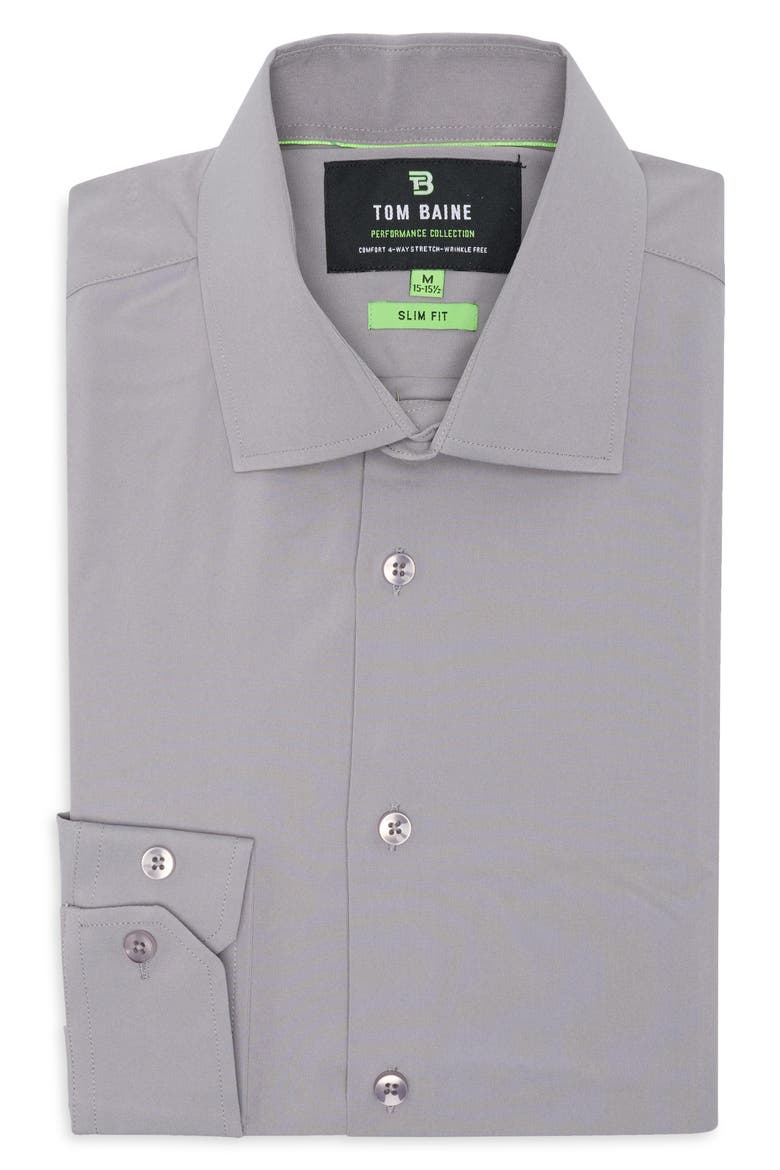 Comfort 4-Way Stretch Winkle Free Performance Dress Shirt, Alternate, color, SILVER