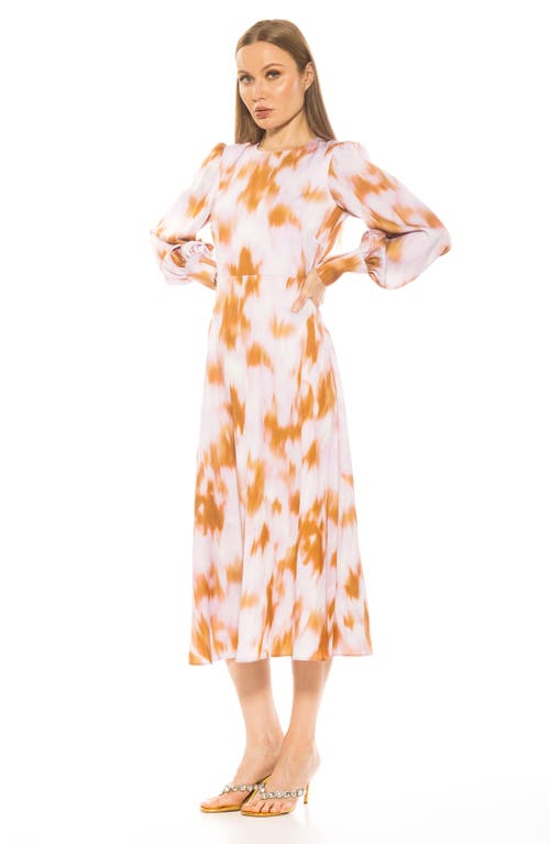 Alexia Admor Sophie Long Sleeve Fit & Flare Maxi Dress In Lilac Multi