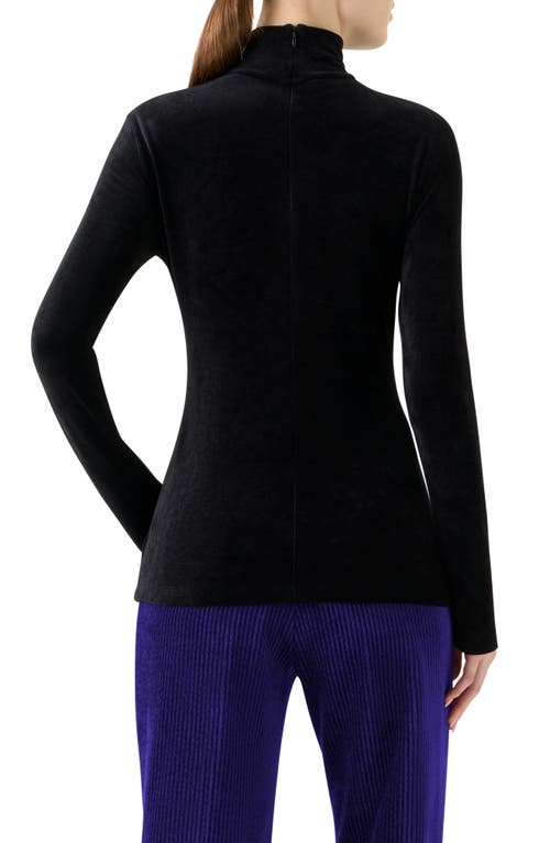 Akris Punto Velvet Mock Neck Long Sleeve Top In Black