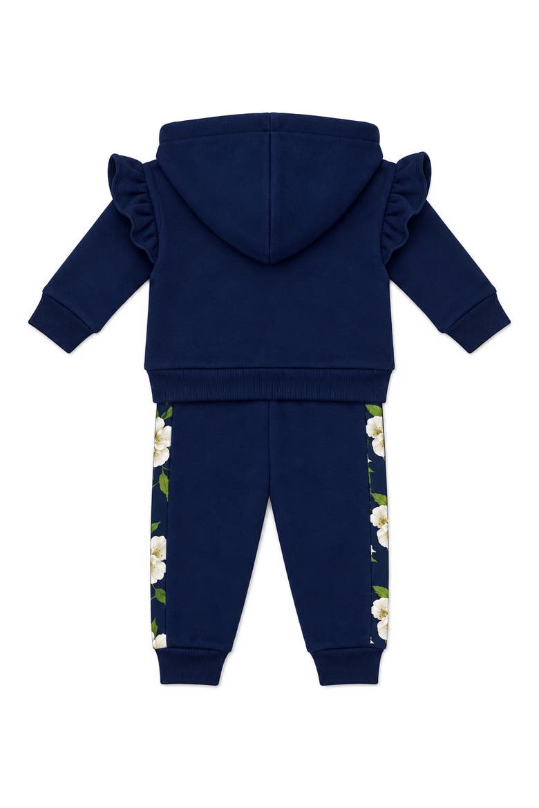 Kids' Ruffle Floral Fleece Jacket & Pants Set, Alternate, color, NAVY