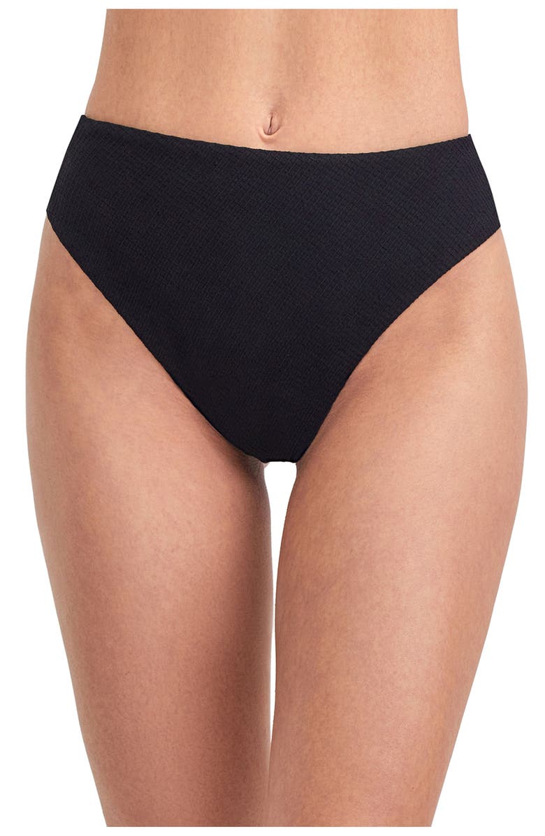 Au Naturel by Gottex Solid Textured high leg high waist swim bottom, Main, color, 