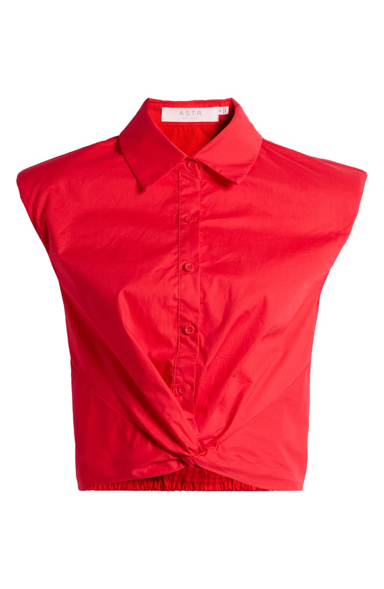 ASTR the Label Sleeveless Cotton Twist Front Button-Up Shirt, Alternate, color, 