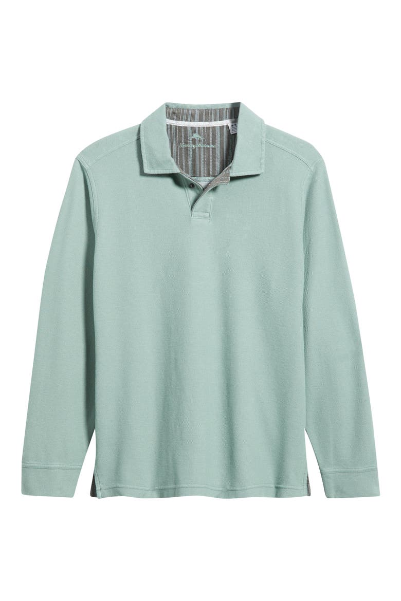Maldives Long Sleeve Polo, Main, color, TROPICAL FERN