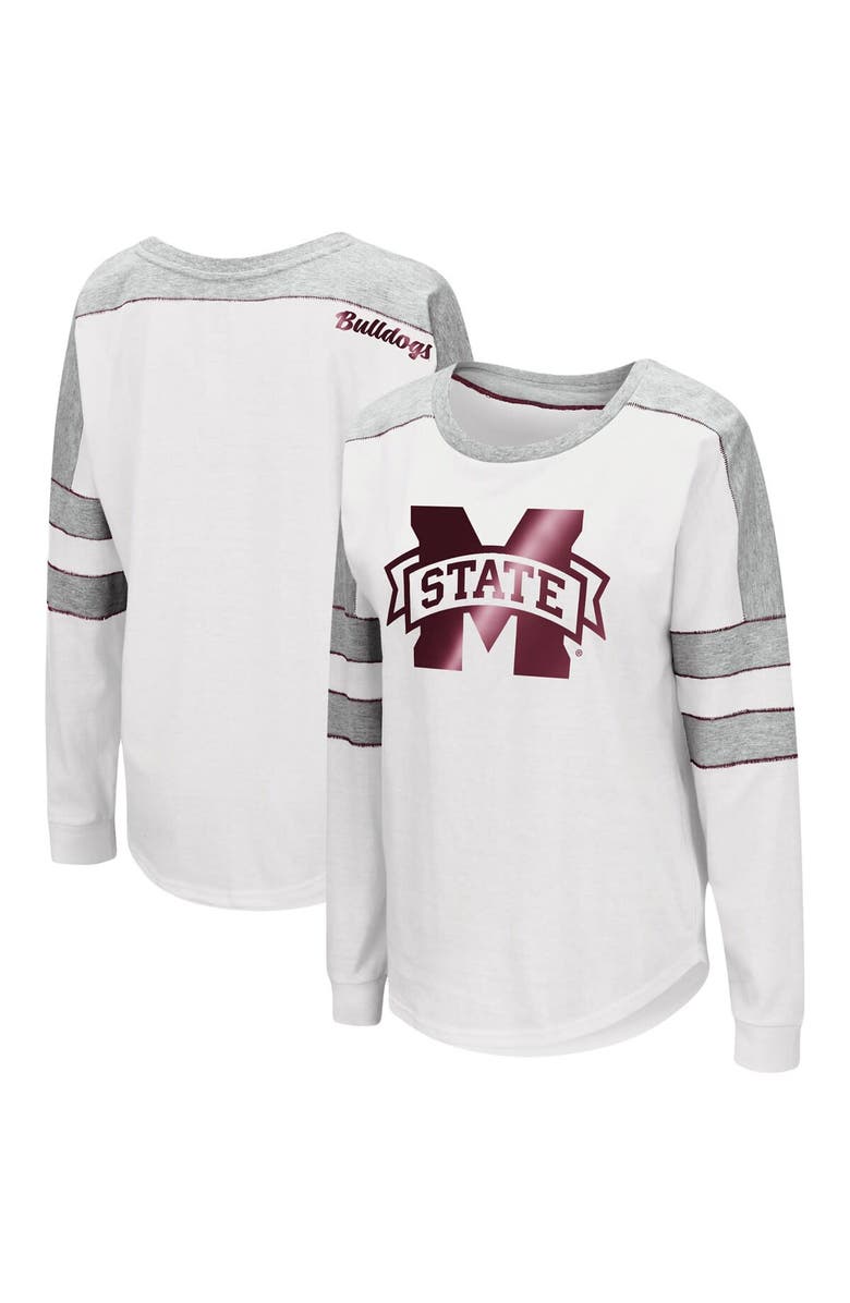 COLOSSEUM Women's Colosseum White Mississippi State Bulldogs Trey Dolman Long Sleeve T-Shirt, Main, color, White