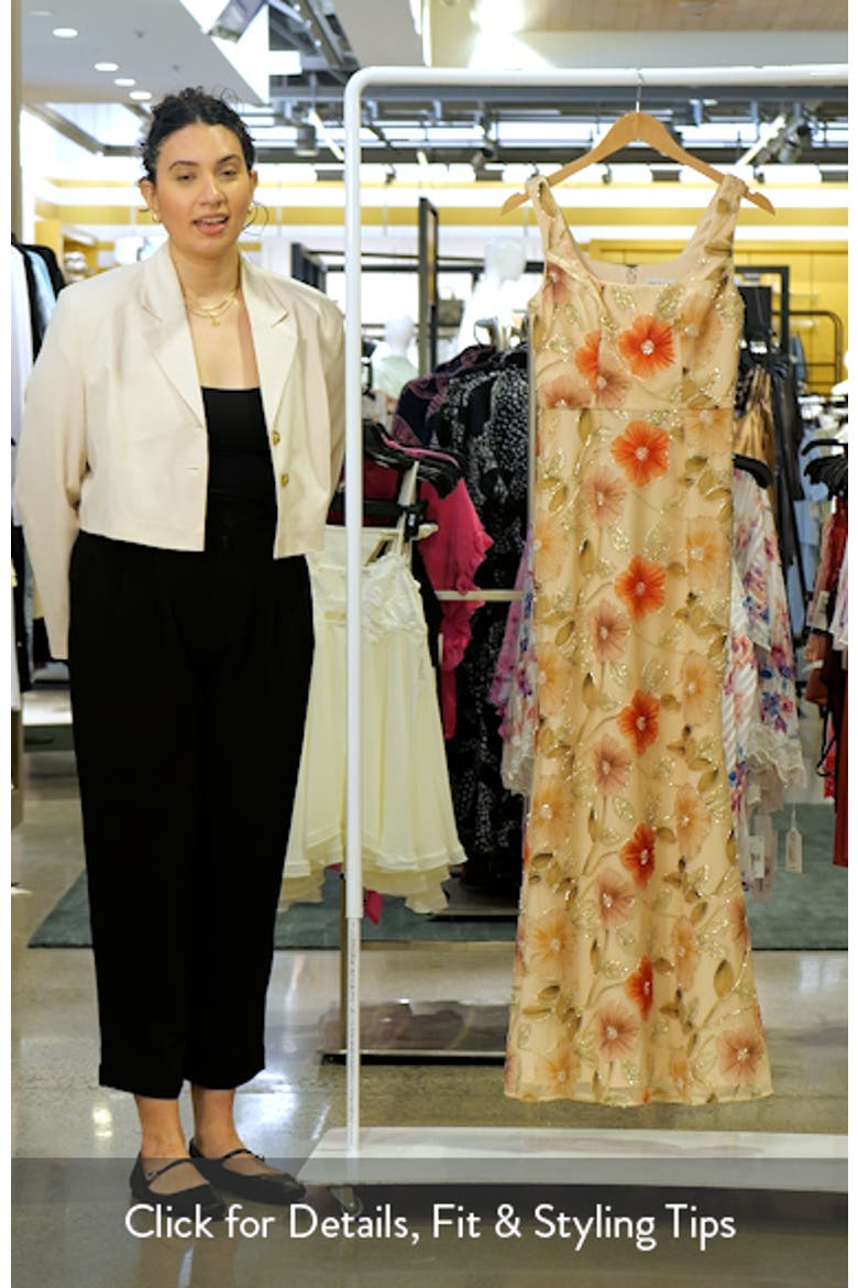 Tyra Floral Print Metallic Sleeveless Gown video