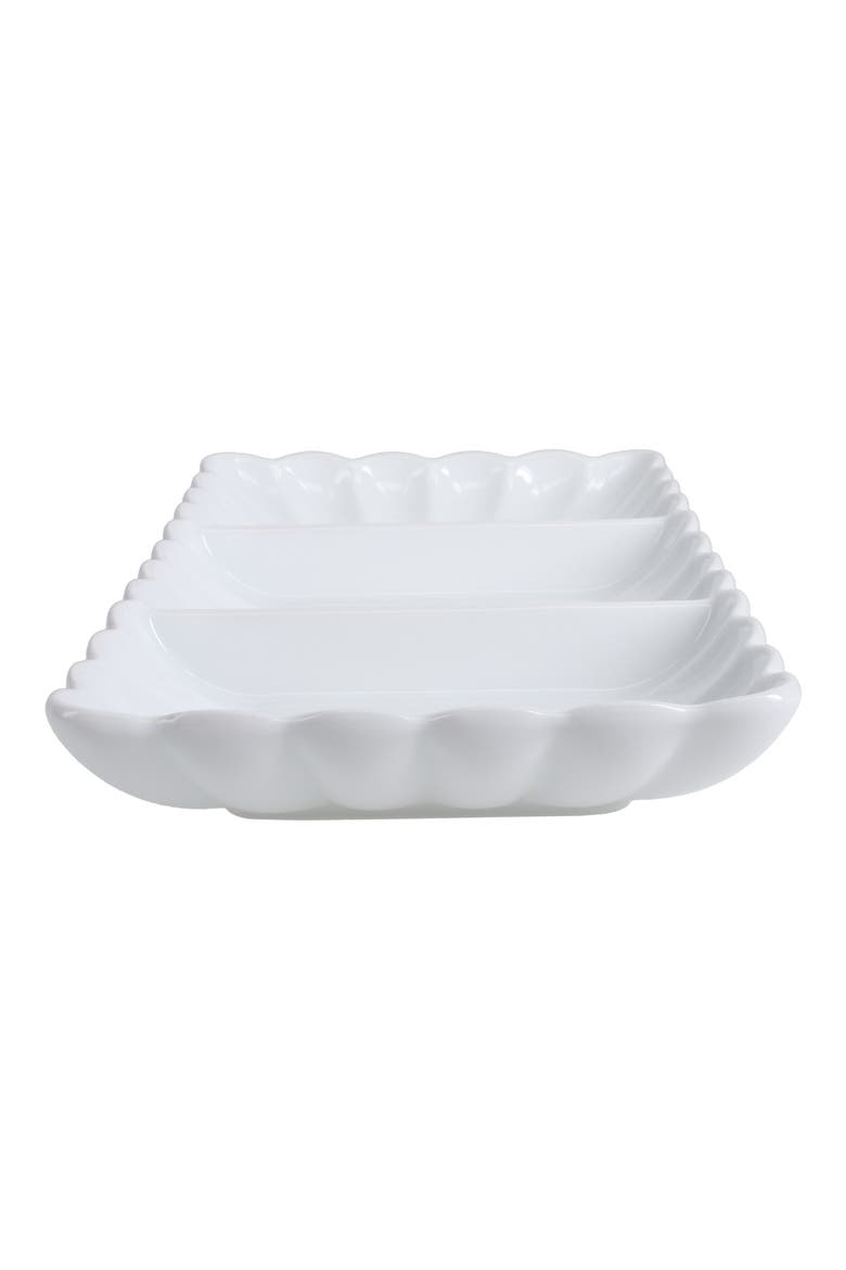 Petal Set of 2 Divided Dishes Set, Alternate, color, WHITE