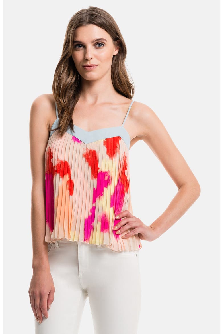 Contrast Trim Pleated Tank, Main, color, SAND