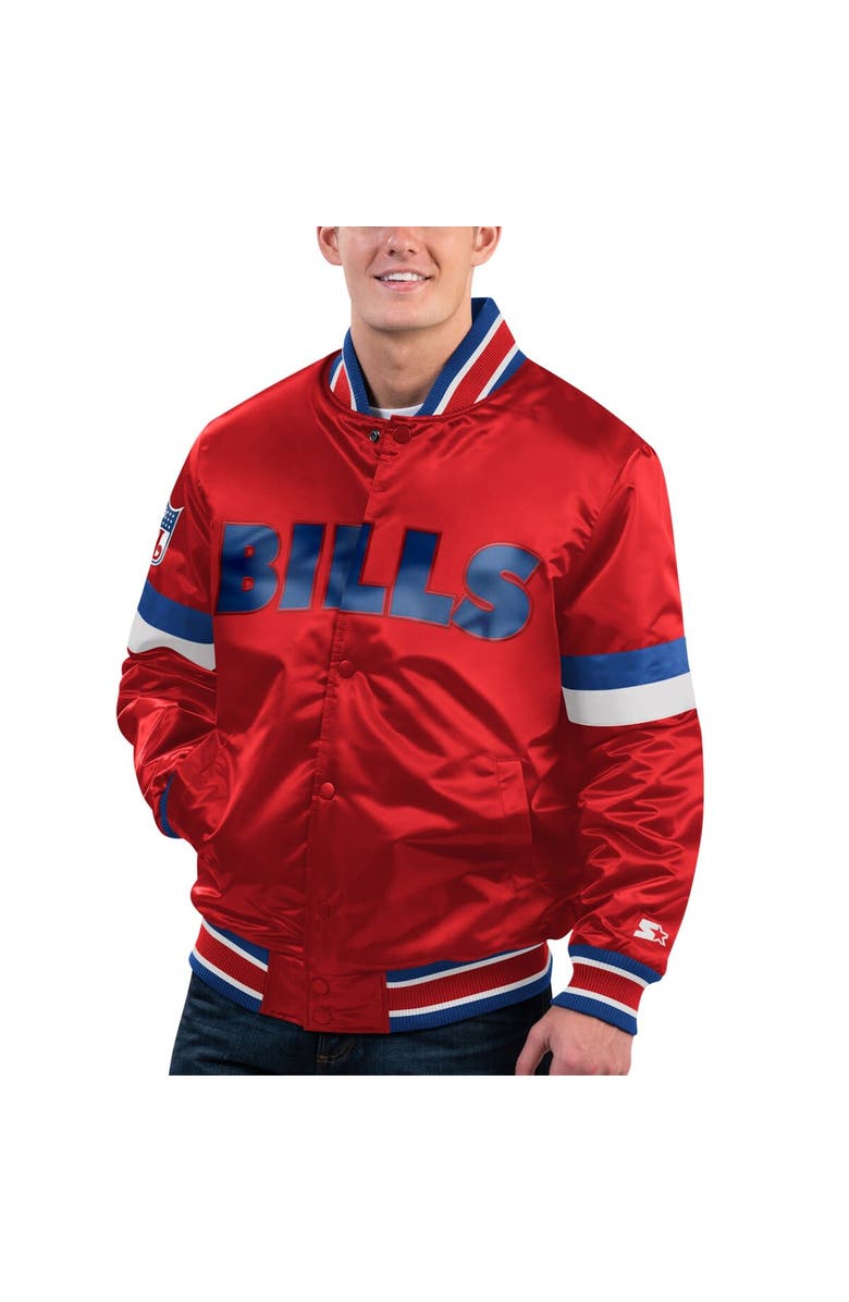 STARTER Men's Starter Red Buffalo Bills Gridiron Classics Home Game Satin Full-Snap Varsity Jacket, Main, color, Red