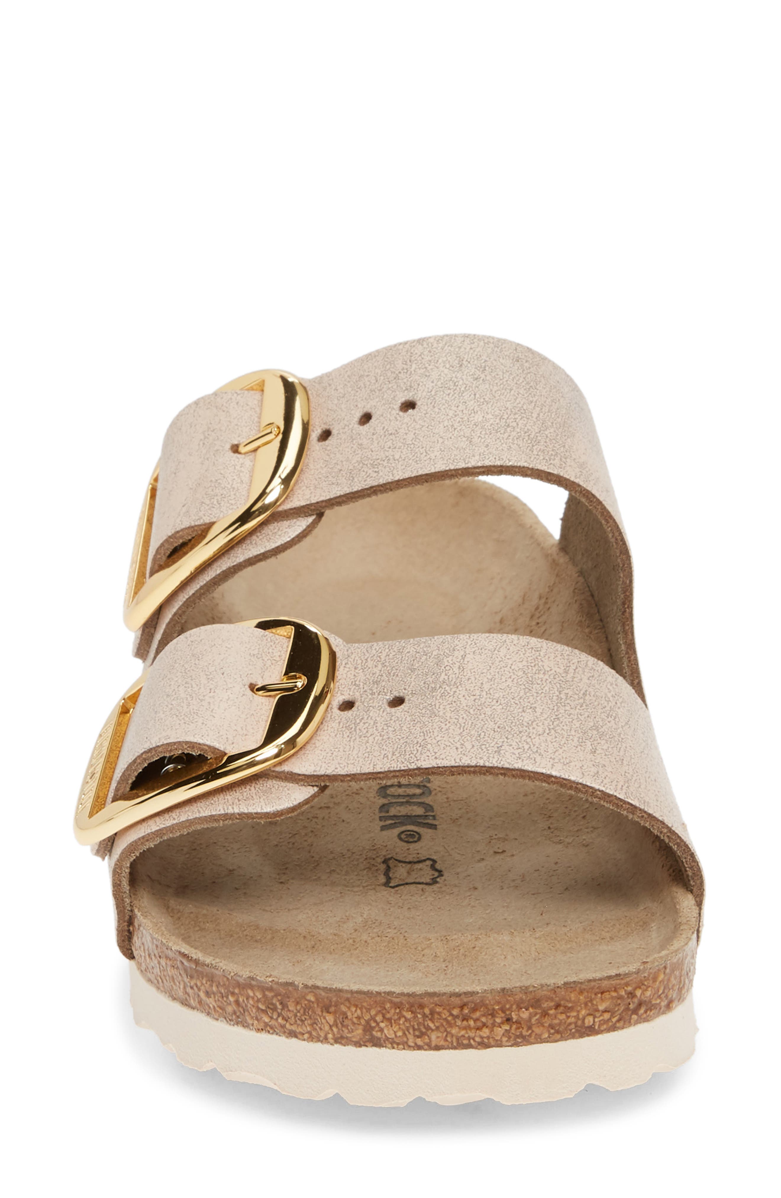Arizona Big Buckle Slide Sandal, Alternate, color, WASHED METALLIC ROSE LEATHER