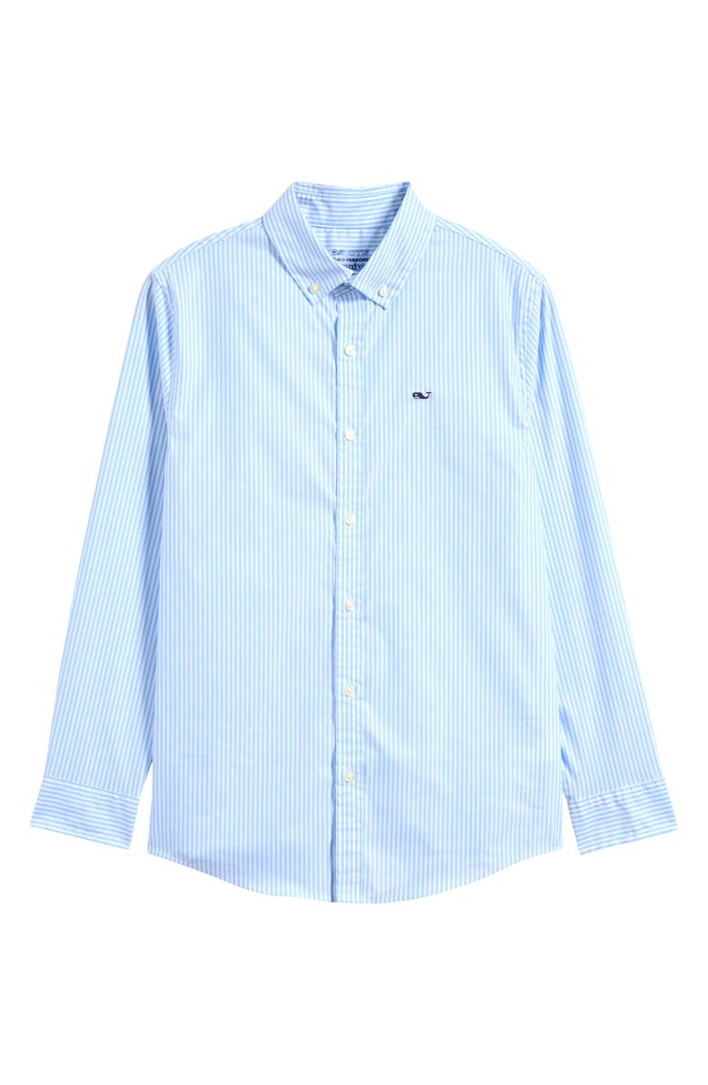 vineyard vines Kids' Stripe Cotton Blend Performance Button-Down Shirt, Main, color,