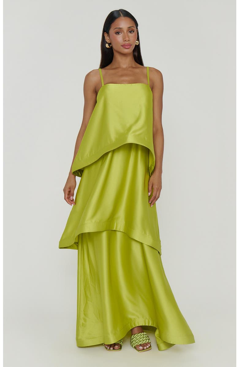 Show Me Your Mumu Ella Maxi Dress, Alternate, color, Chartreuse Luxe Satin