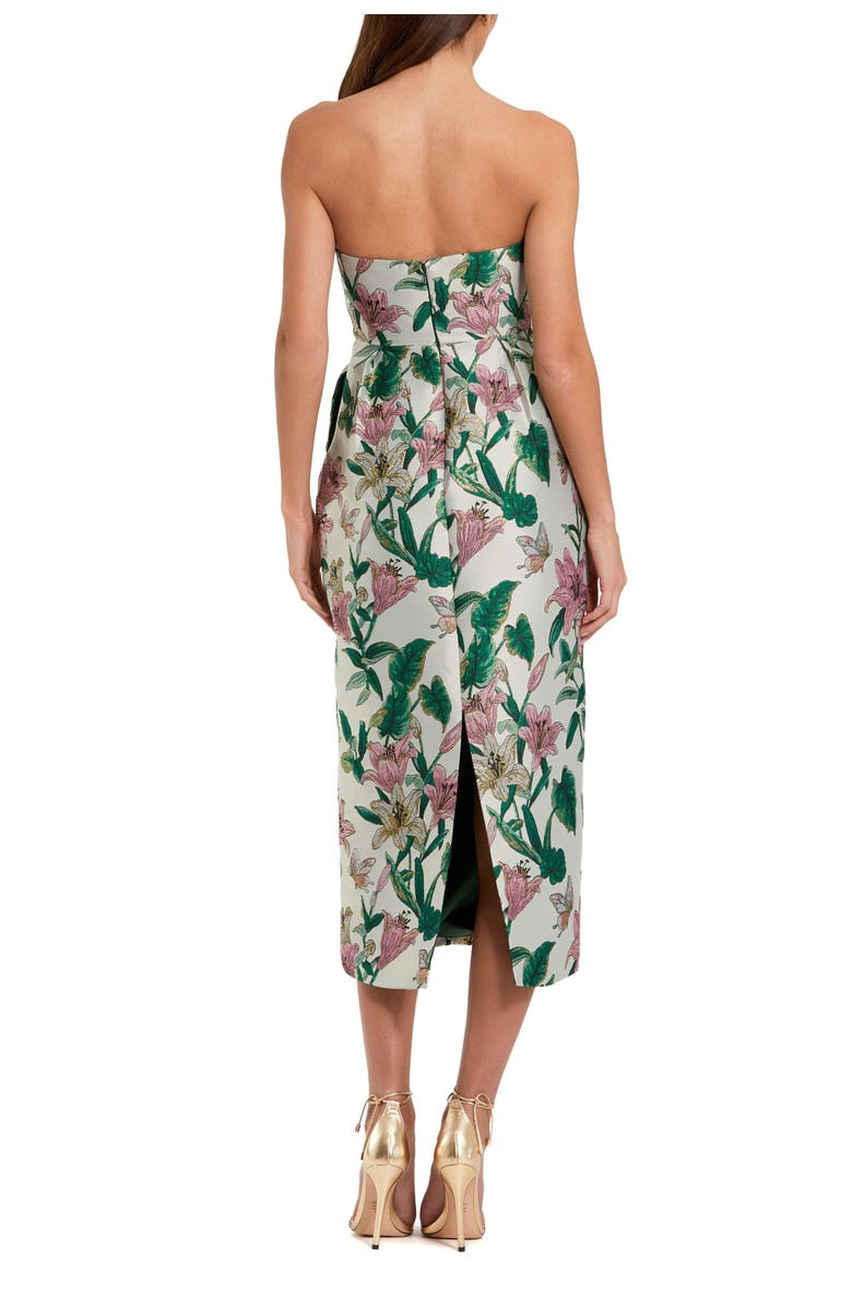 Mac Duggal Petite Floral Brocade Strapless Fitted Midi Dress, Alternate, color, Lily