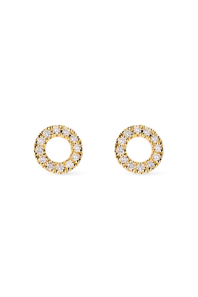 Solid Yellow Gold - Diamond Circle Studs, Main, color, Gold