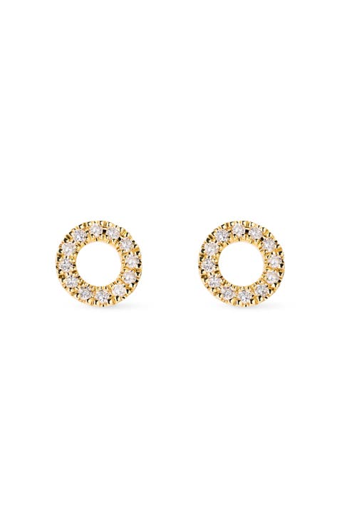 Solid Yellow Gold - Diamond Circle Studs