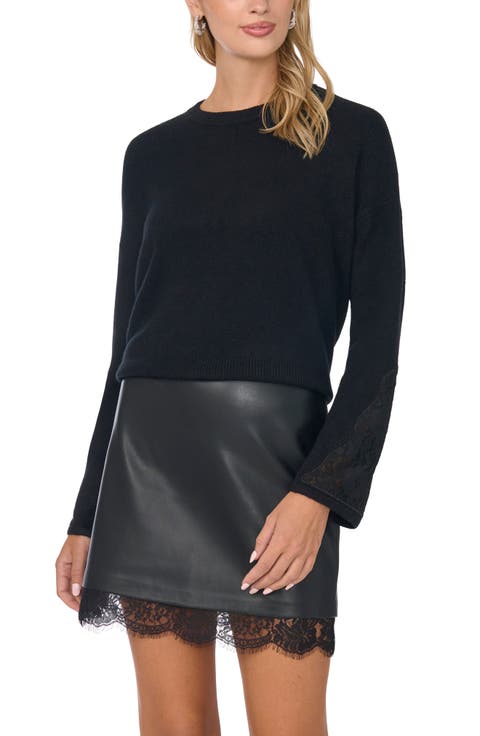 Floral Embroidered Sequin Appliqué Crewneck Sweater