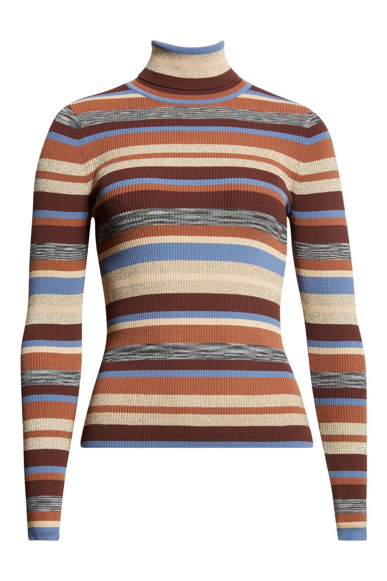 Olene Stripe Turtleneck Sweater, Alternate, color, STONE BLUE/ BROWN MULTI