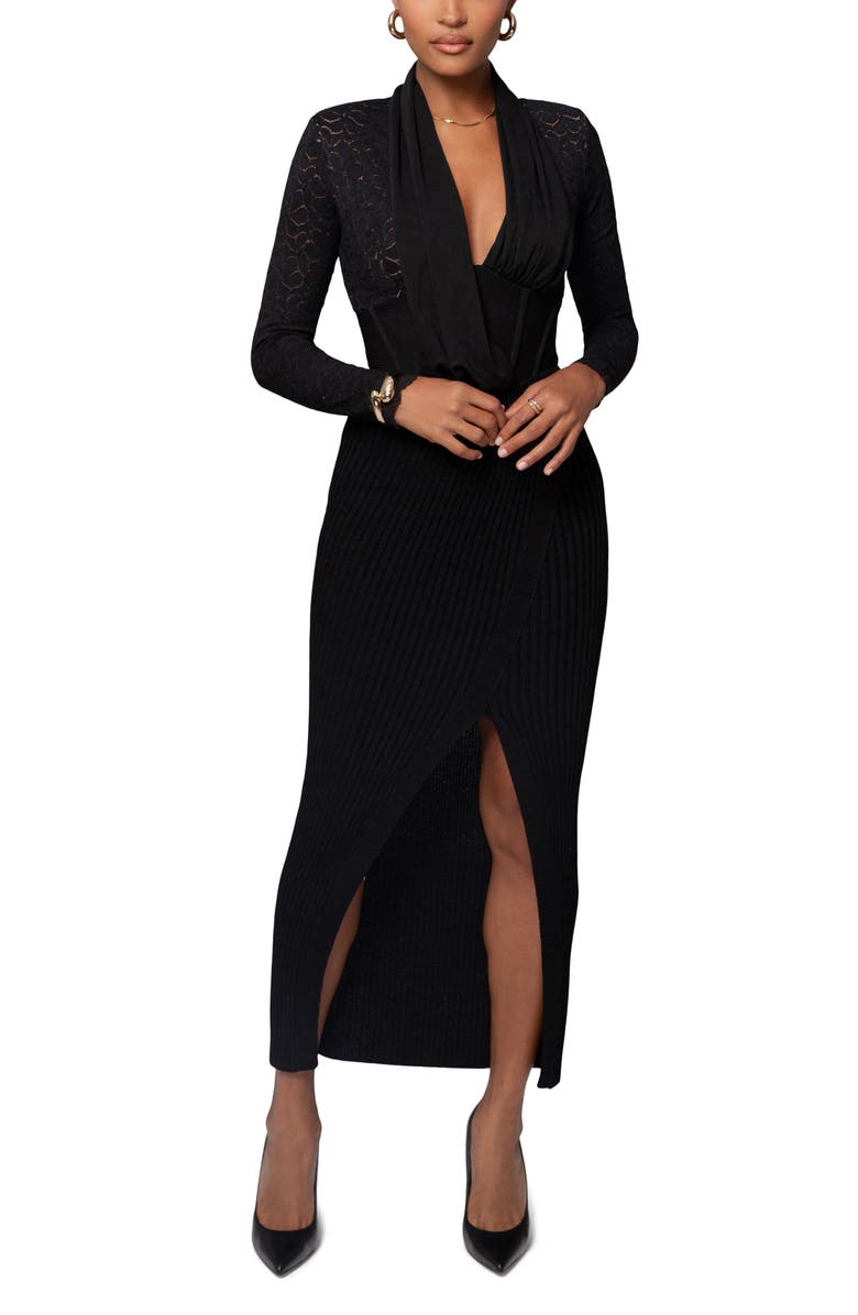 JLUXLABEL Hamptons Faux Wrap Rib Sweater Skirt, Alternate, color, 