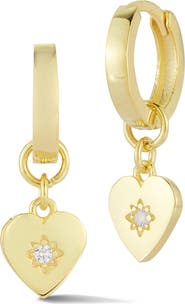 SPHERA MILANO Heart Huggie Hoop Earrings