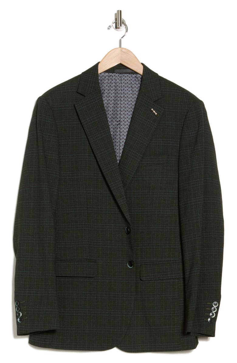 Tahari Slim Fit Plaid Blazer, Alternate, color, Green Multi