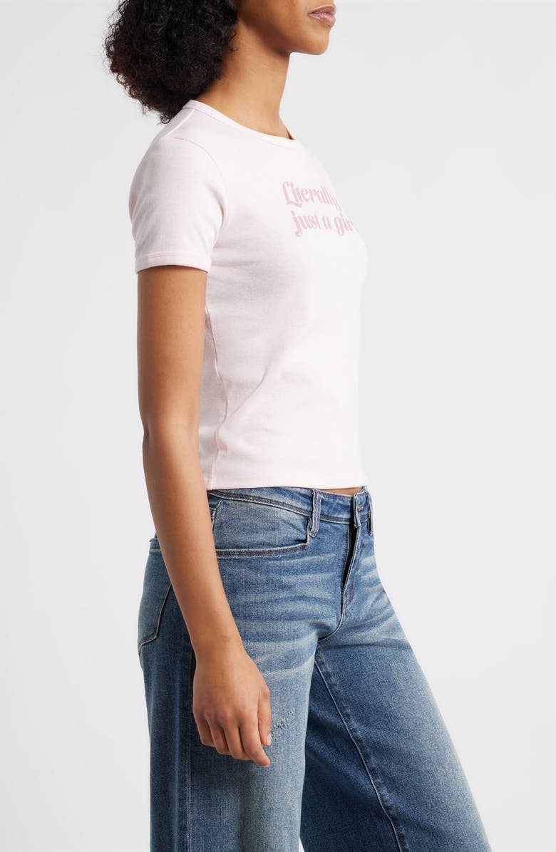 Vinyl Icons Just a Girl Graphic Baby Tee, Alternate, color, Pink