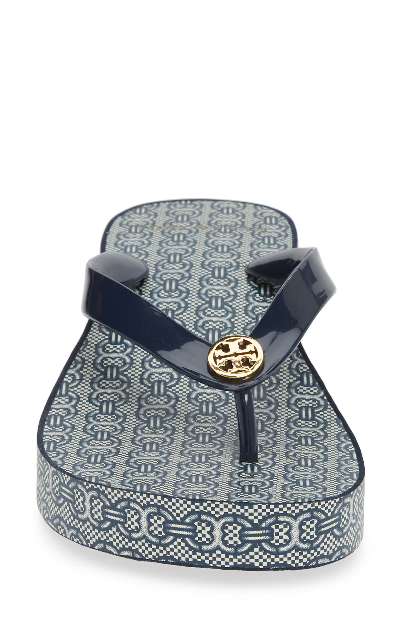 Wedge Flip Flop, Alternate, color, TORY NAVY/ NAVY GEMINI JACQUAR