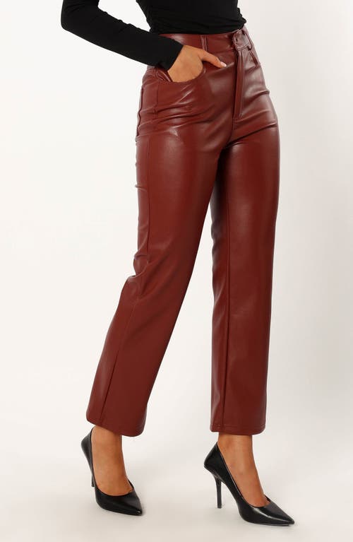 Petal And Pup Petal & Pup Maverick High Waist Straight Leg Faux Leather Pants In Burgundy