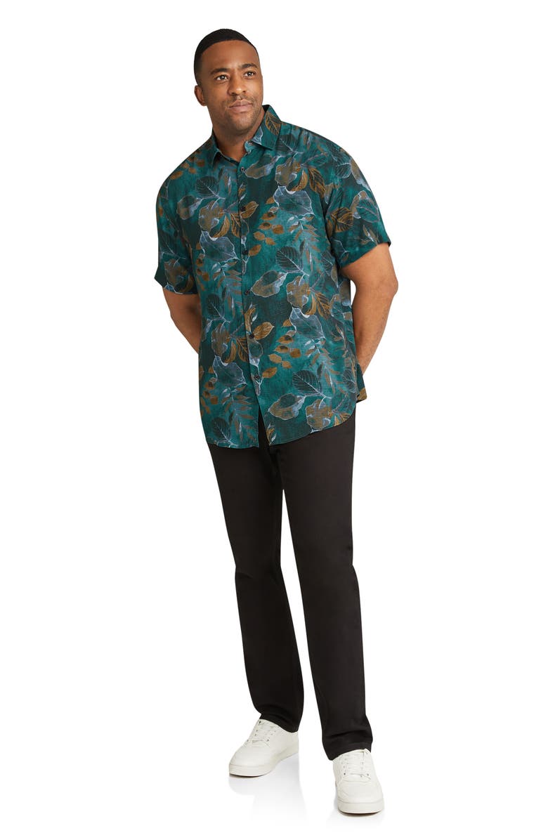 Johnny Bigg Darcy Leaf Print Short Sleeve Button-Up Shirt, Alternate, color, 