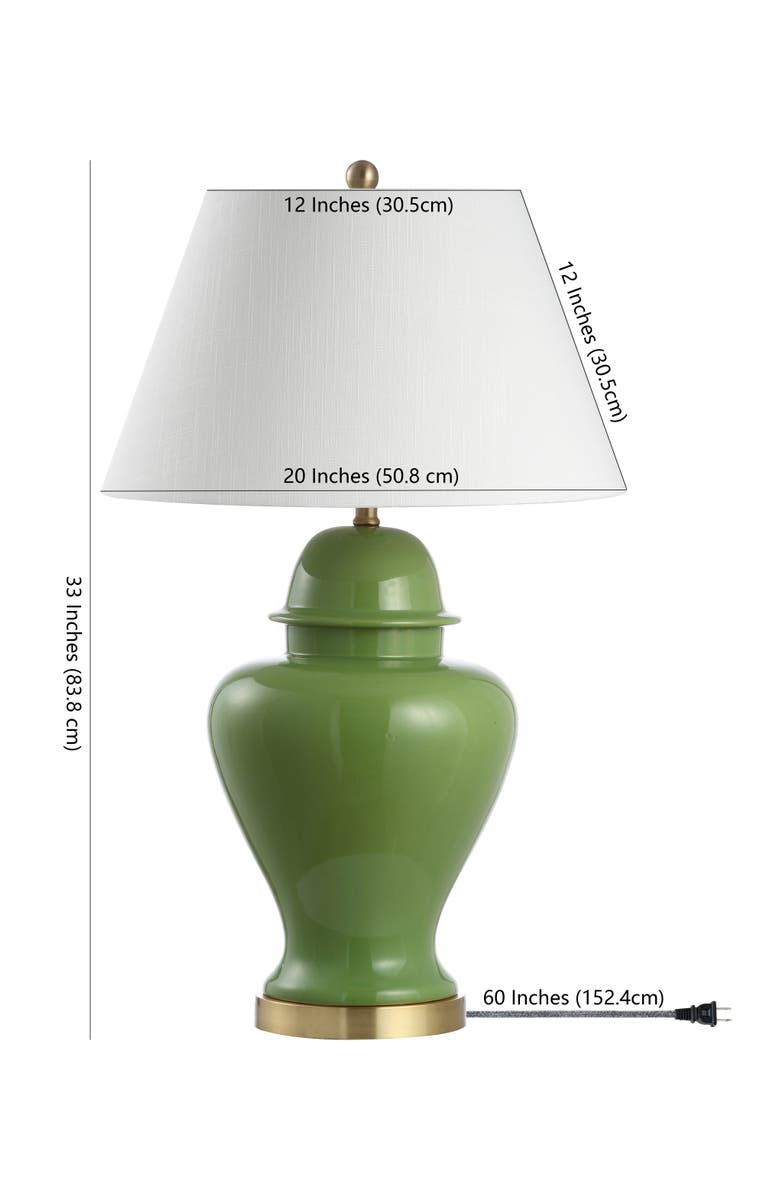 JONATHAN Y Sagwa 33" Ceramic/Iron Modern Classic LED Table Lamp, Alternate, color, Green
