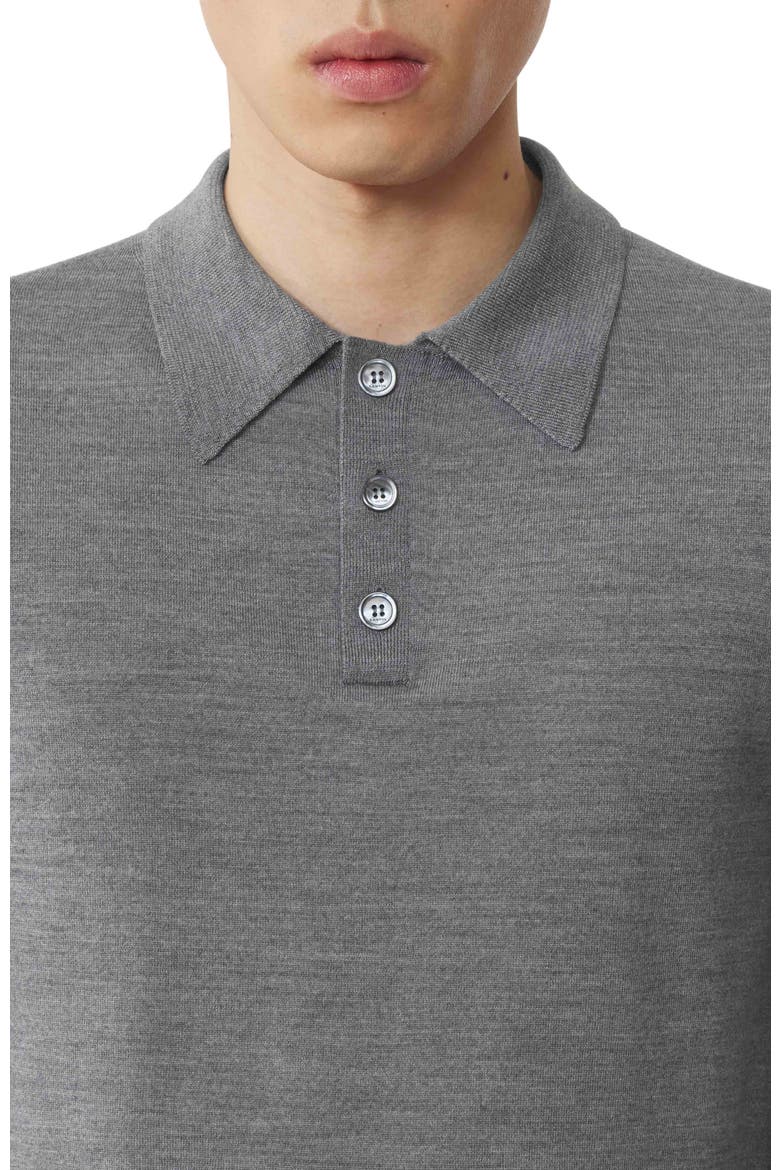 Classic Polo Shirt In Merino Wool, Alternate, color, Ash