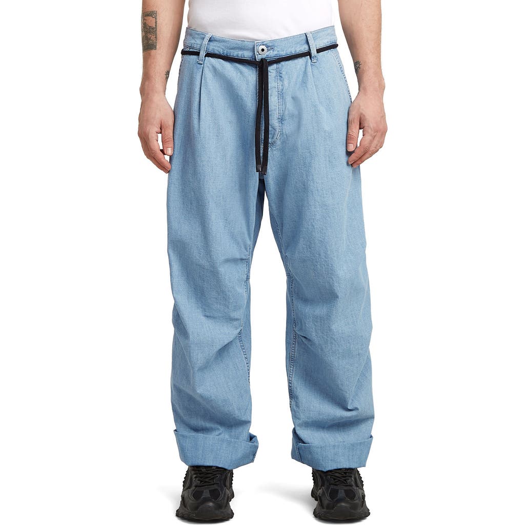 G-star 3d Pleated Organic Cotton Jeans In Blue