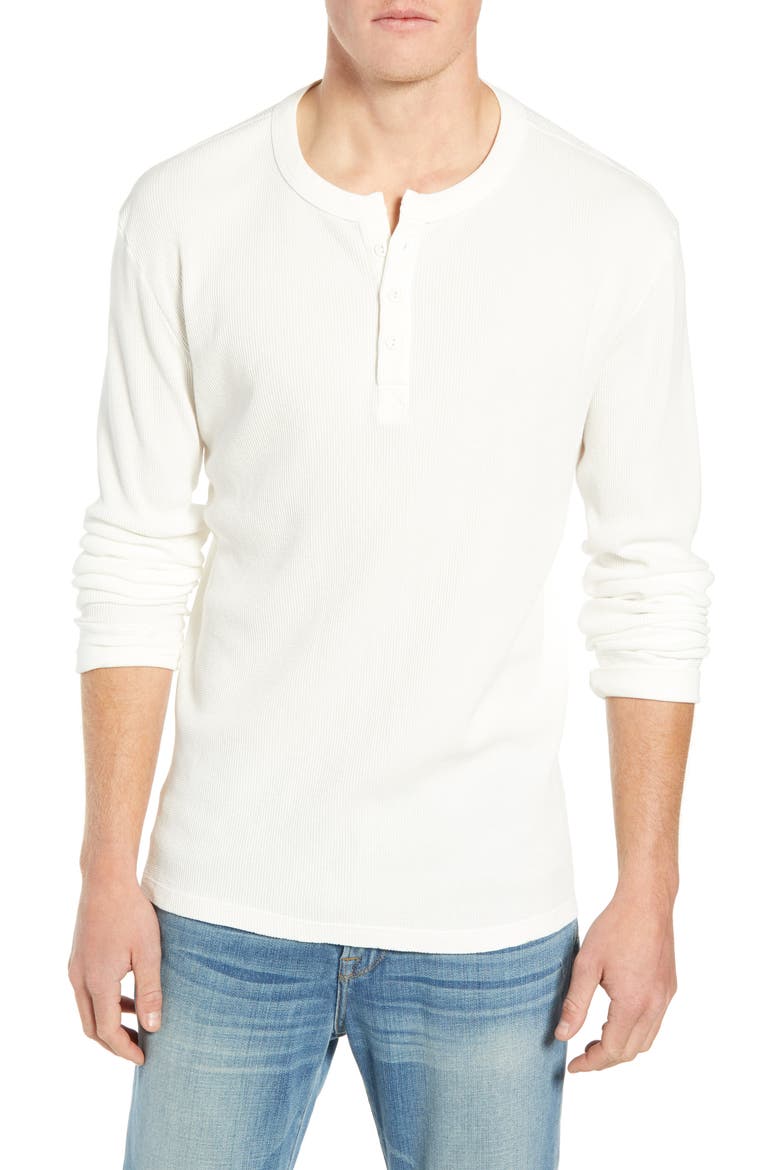Slim Fit Long Sleeve Waffle Knit Henley, Main, color, OFF WHITE