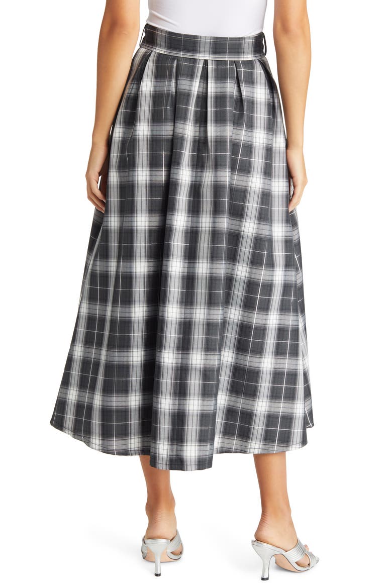 Olivia Plaid Belted Skirt, Alternate, color, BLACK
