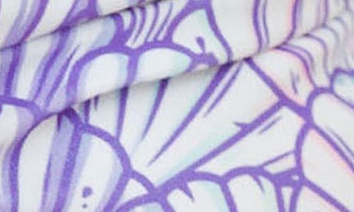 Rufflebutts Magical Mermaid Long Sleeve One-piece Rashguard Swimsuit & Hat Set In Purple
