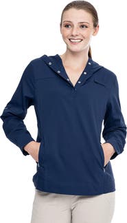 Coolibar Women's Sea Spray Henley Hoodie, UPF 50+ Sun Protection