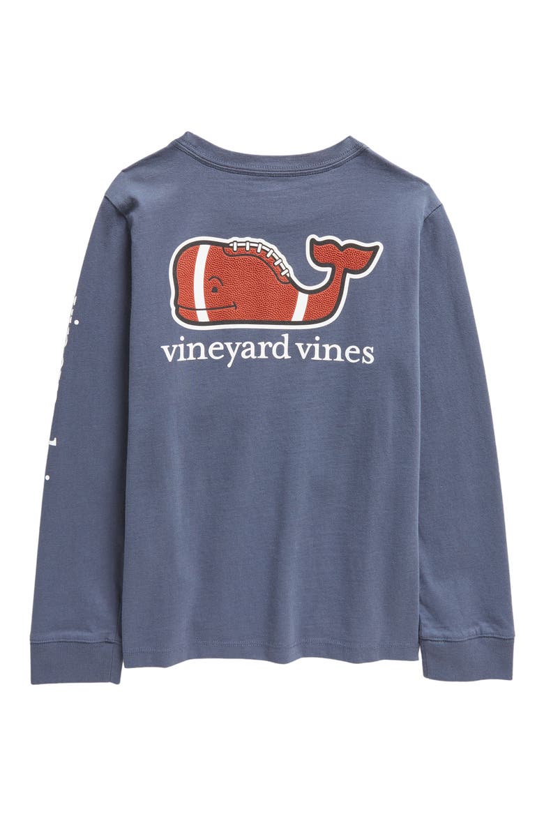 Kids' Football Whale Long Sleeve Pocket Graphic Tee, Alternate, color, BLUE BLAZER