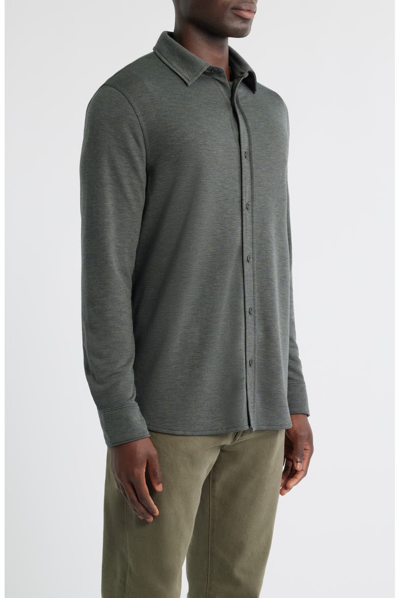 Knit Button-Up Shirt, Alternate, color, GREEN DUFFEL HEATHER