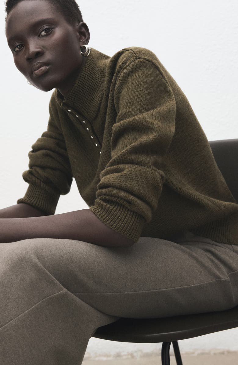 MANGO Opening Pencil Skirt, Alternate, color, Medium Brown