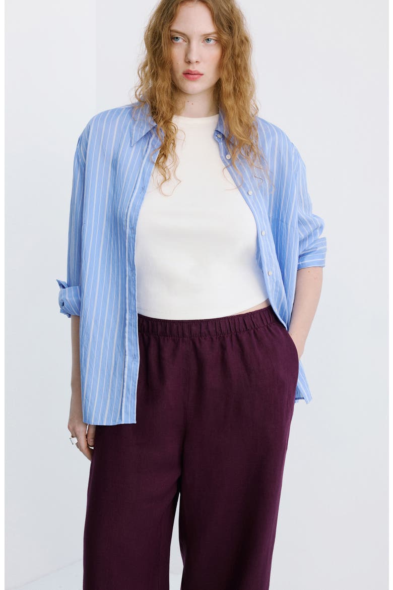 Straight Leg Linen Blend Pants, Alternate, color, PLUM