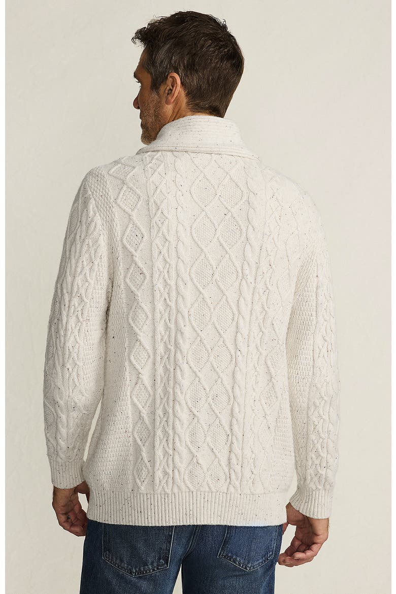 Cotton Blend Cable Shawl Cardigan Sweater, Alternate, color, Antiqued Alabaster Donegal