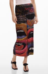 Desigual Repeating Print Midi Skirt