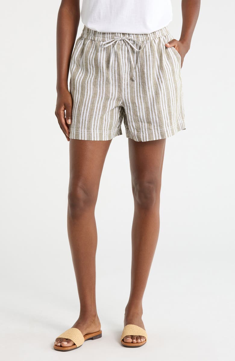 Tommy Bahama Beach Breeze Dobby Linen Easy Drawstring Shorts, Main, color, Sea Clay