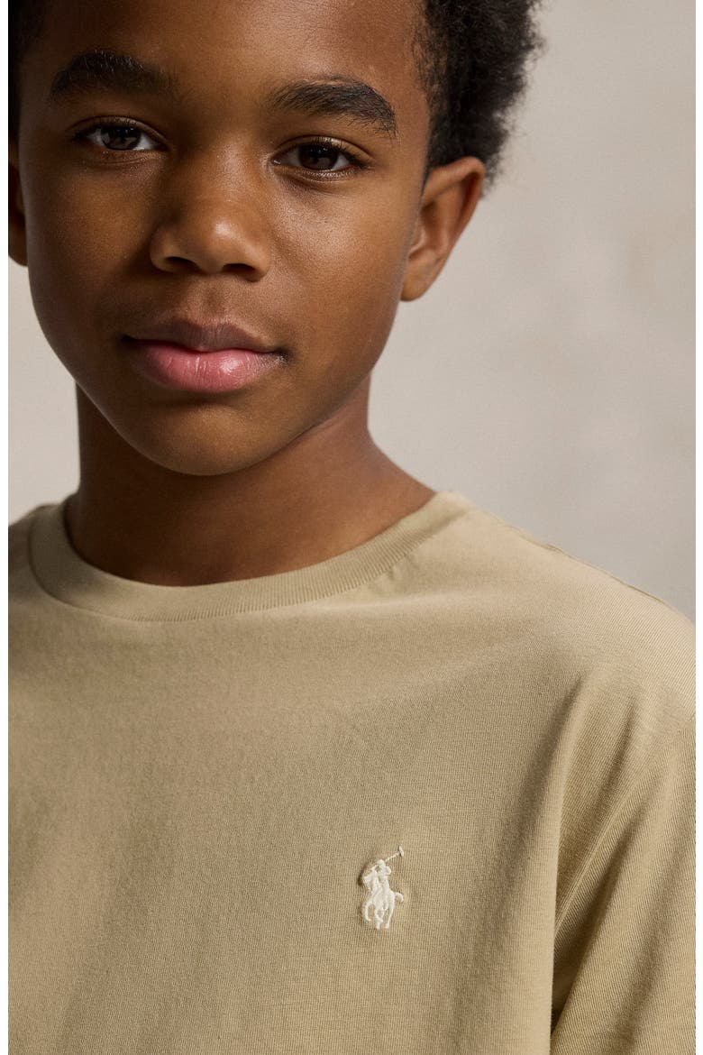 Kids' Cotton Crewneck T-Shirt, Alternate, color, CLASSIC KHAKI