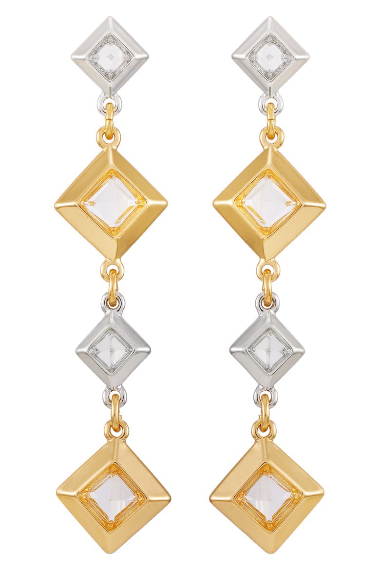 Two-Tone Crystal Linear Drop Earrings, Main, color, TWOTONE